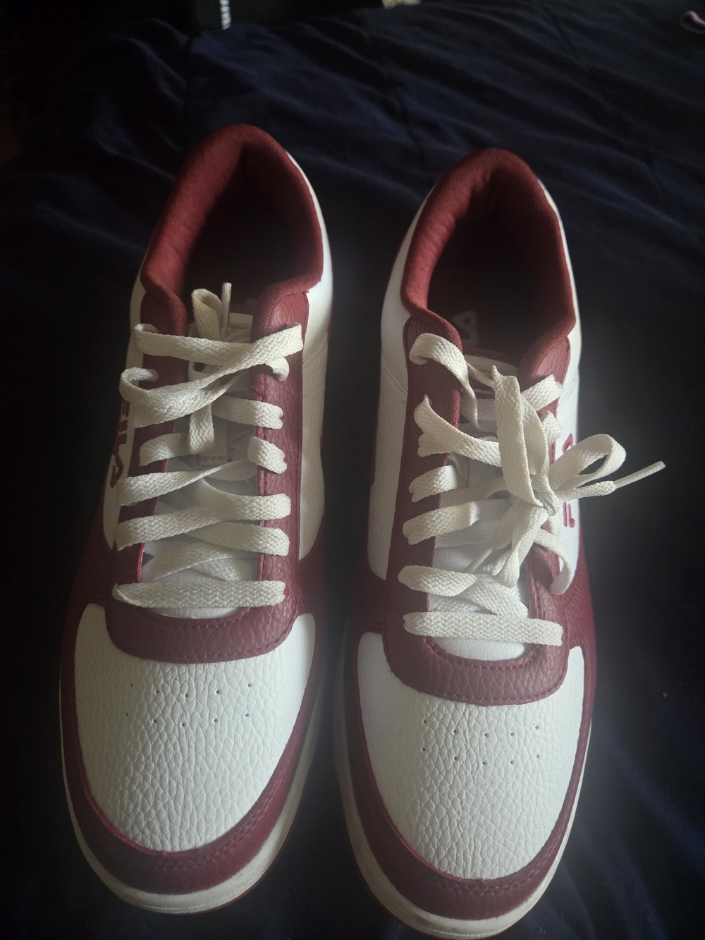 Fila White and Burgundy  Low-Top Sneakers